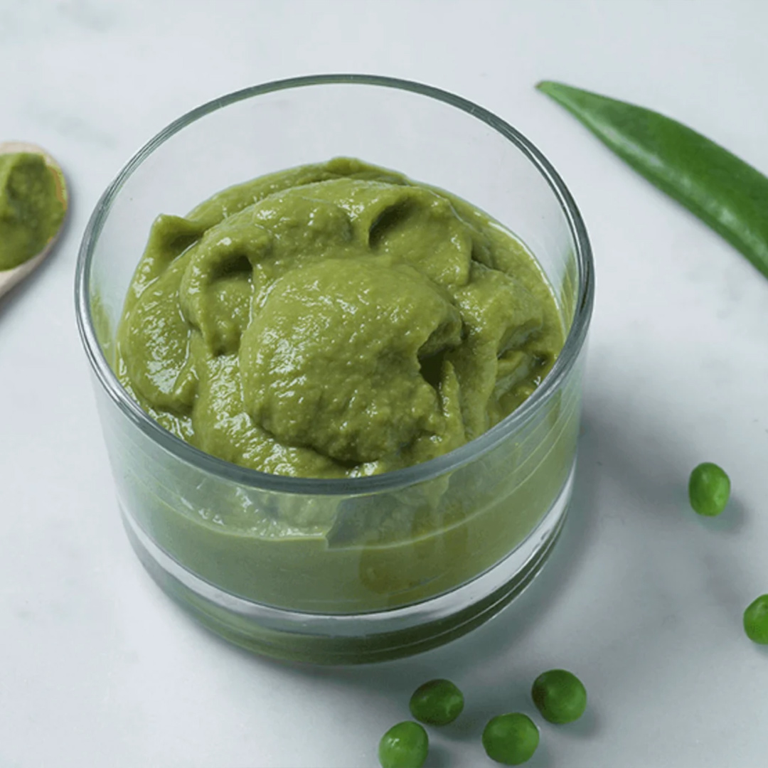 A small cup of pureed peas