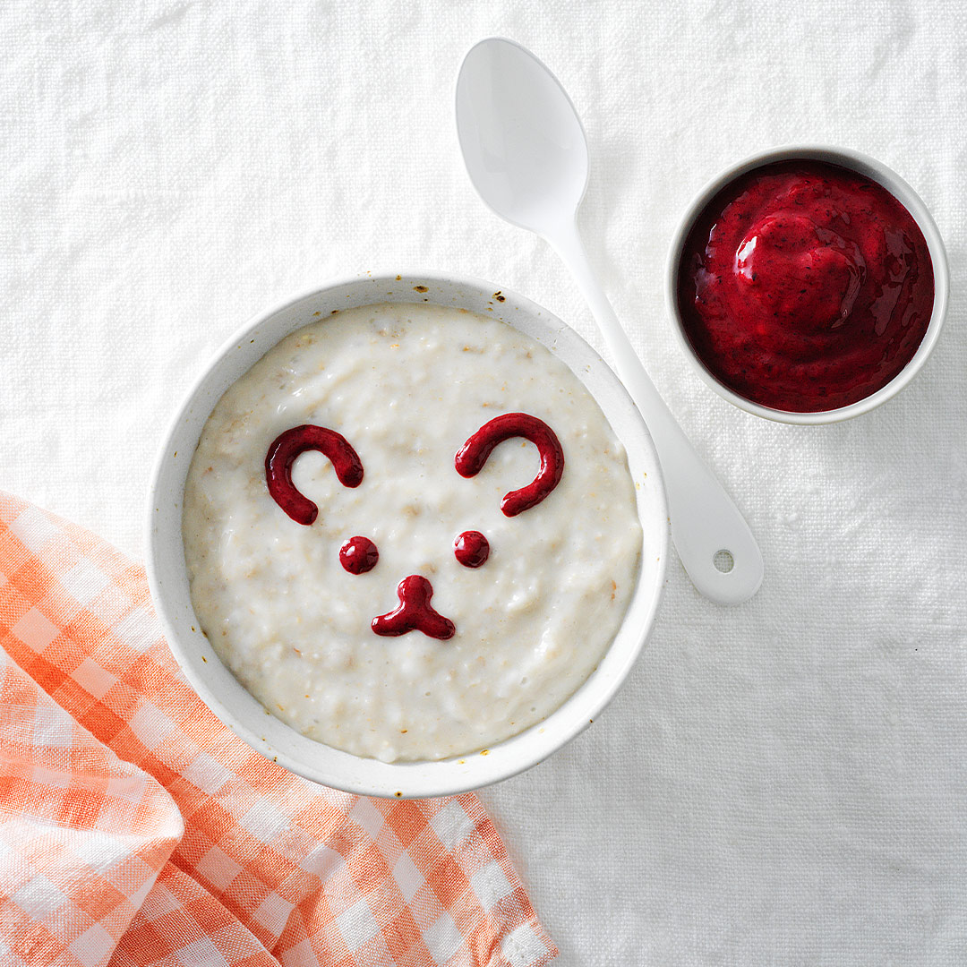 Banner porridge bowl bear face