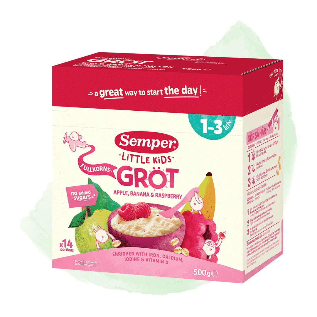 Fullkornsgröt apple, banana & raspberry 1-3 år