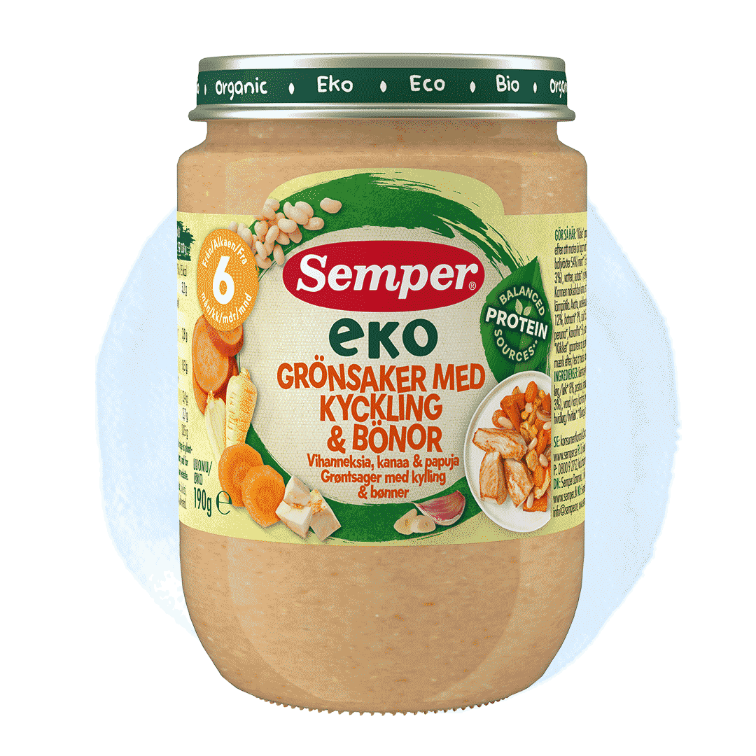 Eko grönsaker med kyckling & bönor 6m
