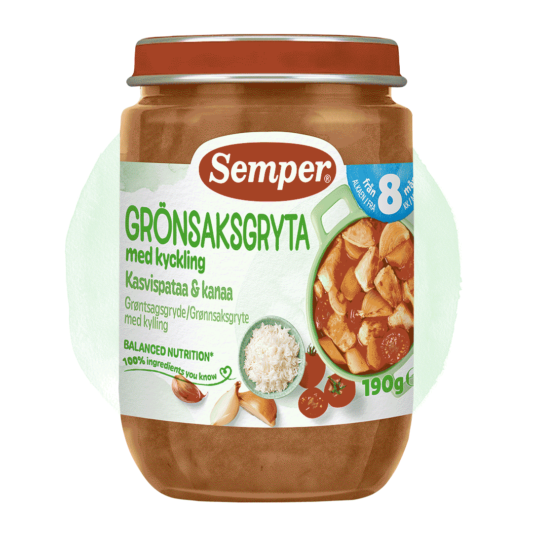 Grönsaksgryta med kyckling & vitlök 8m