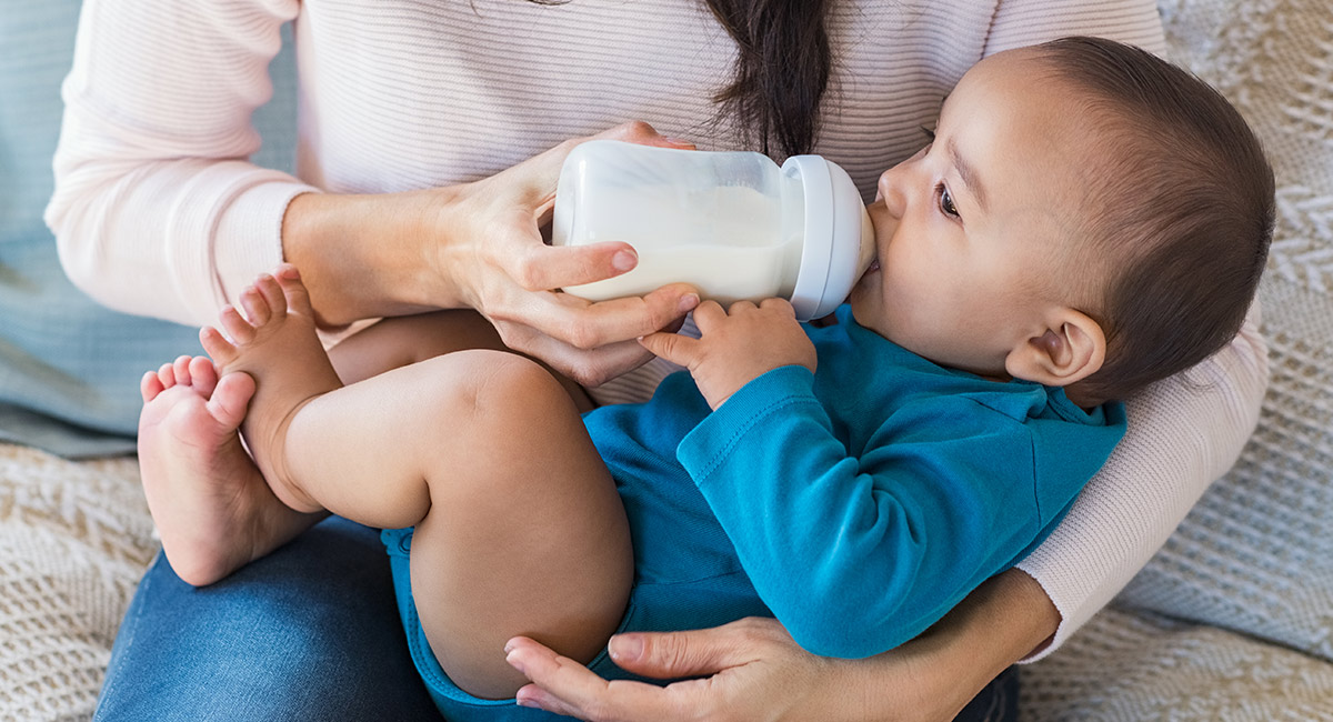 Baby drinking from bottle