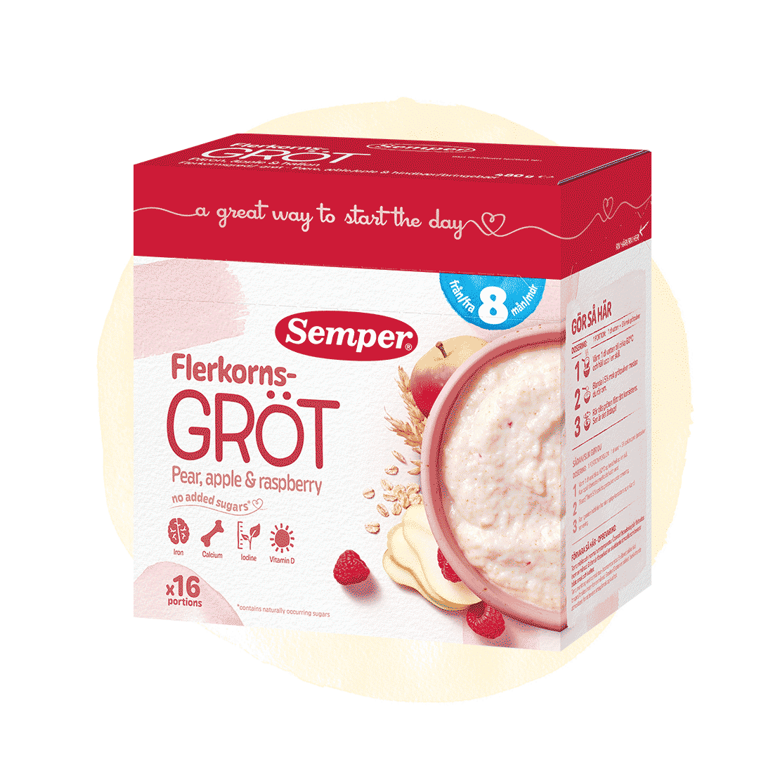 Flerkornsgröt pear, apple raspberry 8m