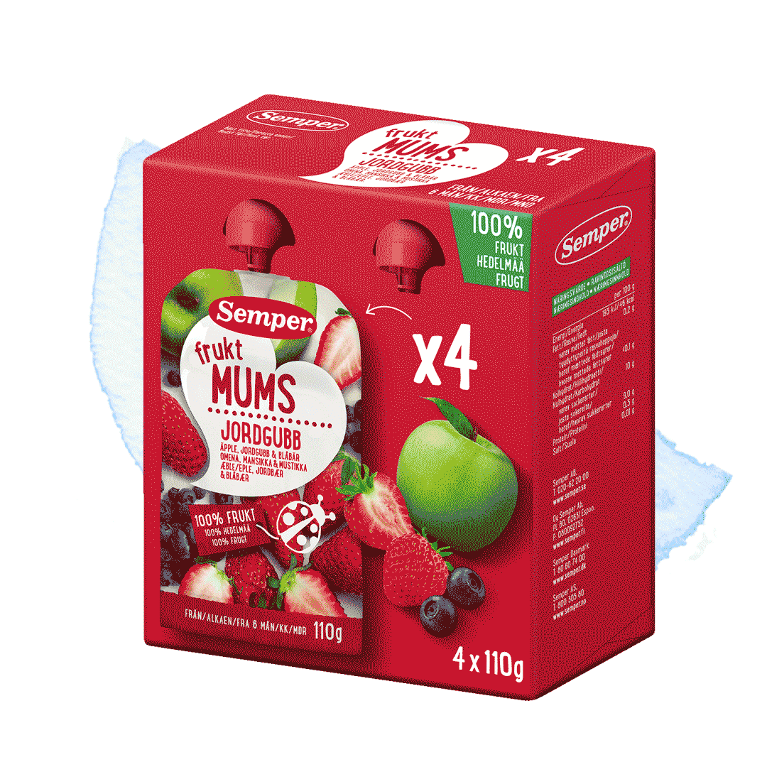 4-pack Fruktmums jordgubb från Semper Barnmat