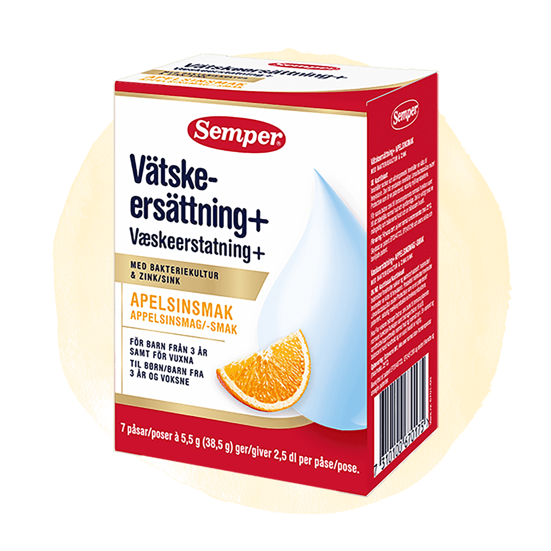 Vätskeersättning + Apelsin med bakteriekultur