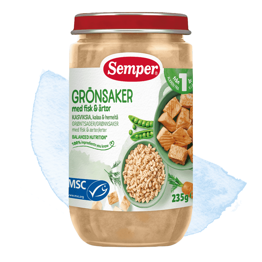 Grönsaker med fisk & ärtor från 12 mån - från Semper Barnmat