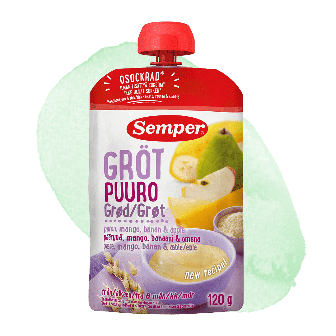 Ätklar Gröt Med Päron, Mango, Banan & Äpple