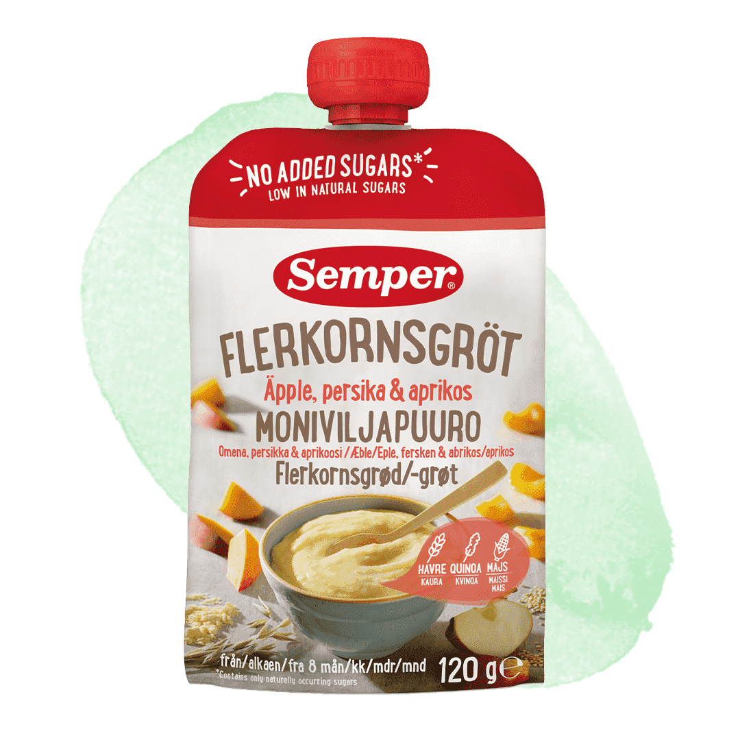 Semper flerkornsgröt äpple, persika och aprikos