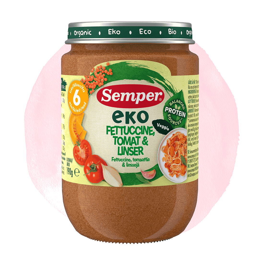 EKO FETTUCCINE MED TOMAT OCH LINSER 6M