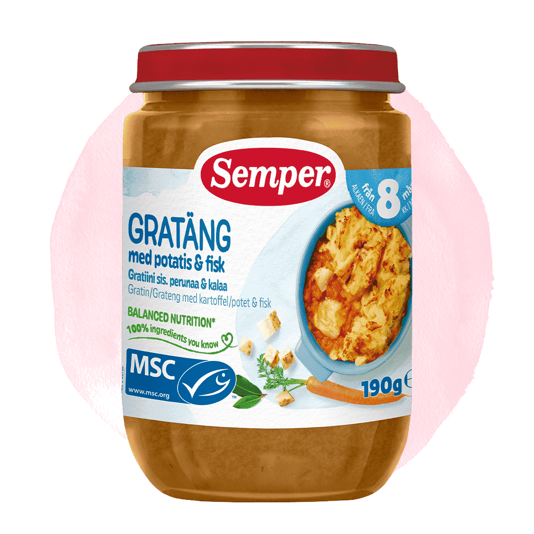 Gratäng med potatis & fisk 8m