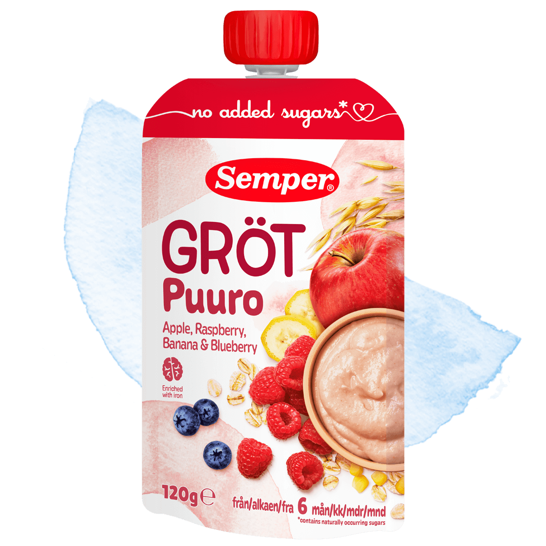 Grötklämmis Apple, raspberry, banana & blueberry