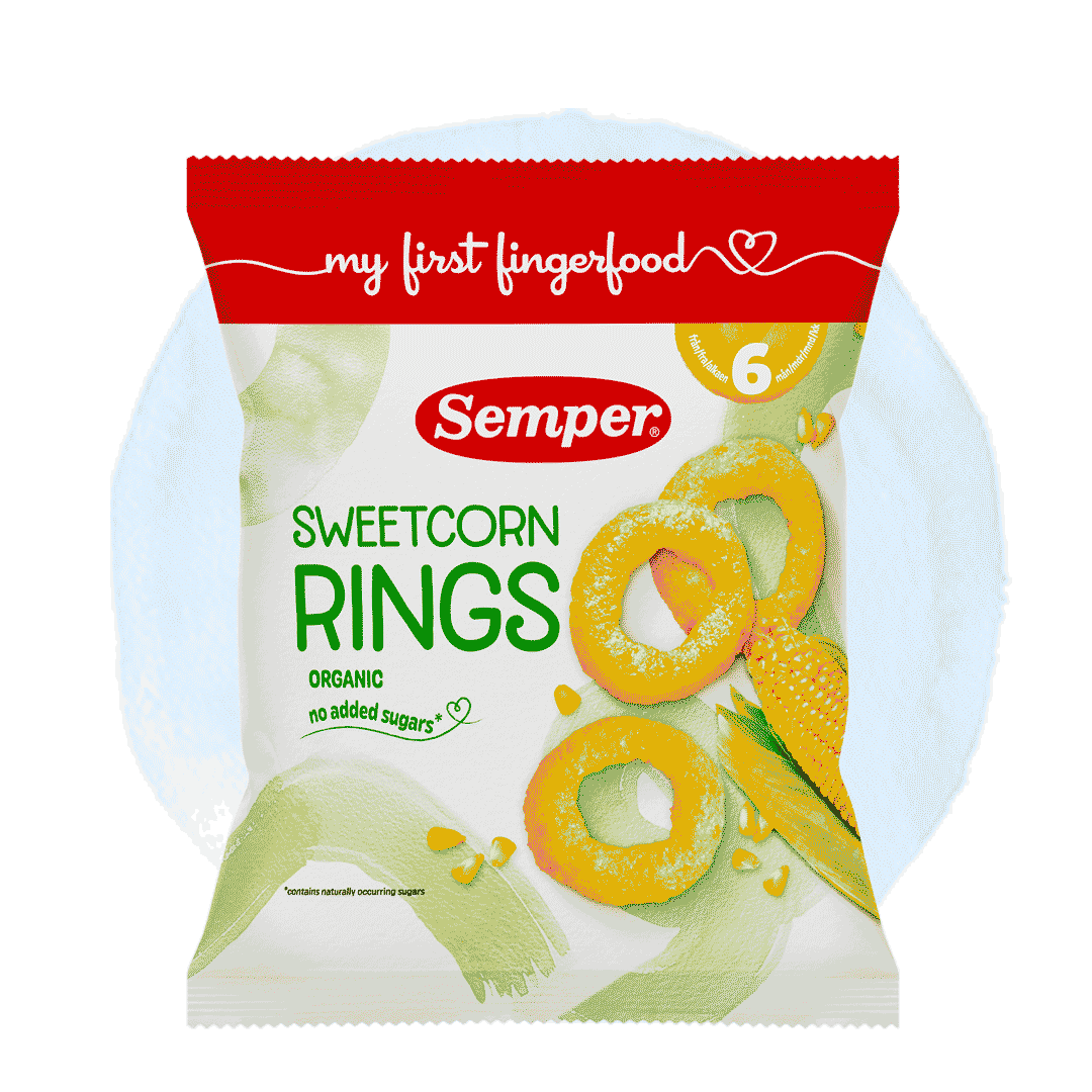 Sweetcorn Rings från 6 månader från Semper Barnmat