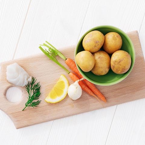 Potatis med torsk och morot